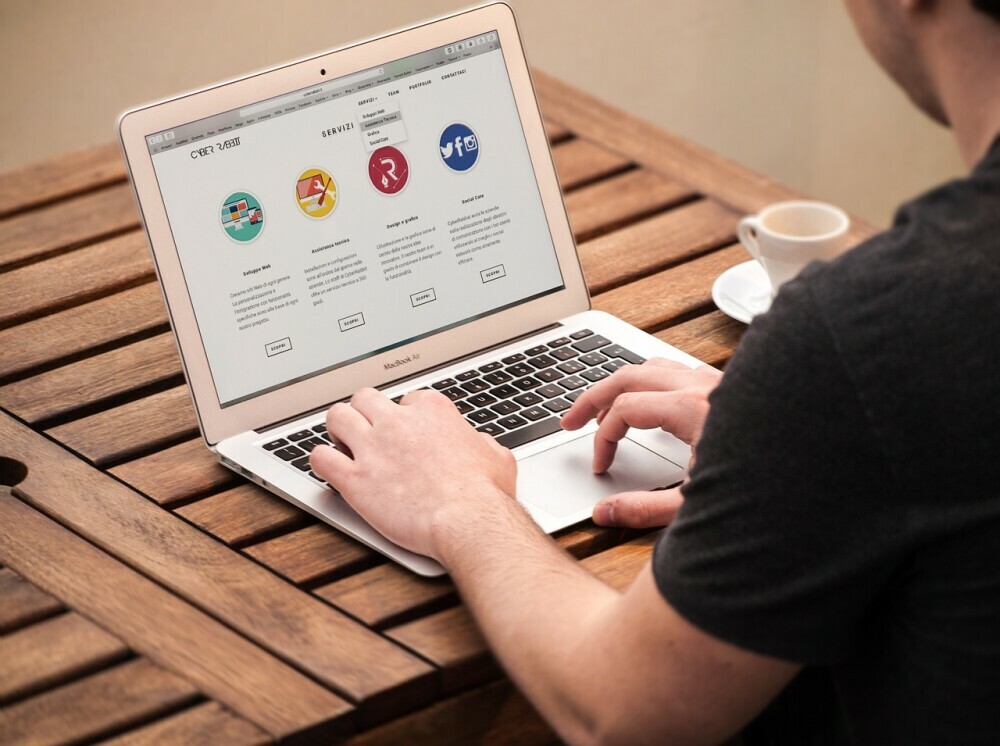 Man working on his website