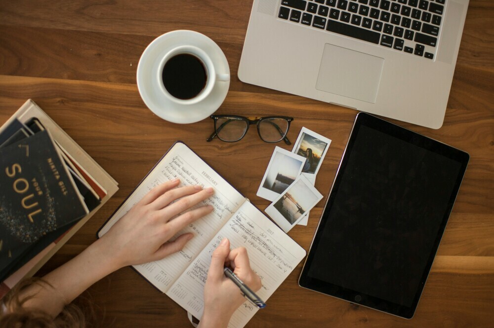 A person writing content